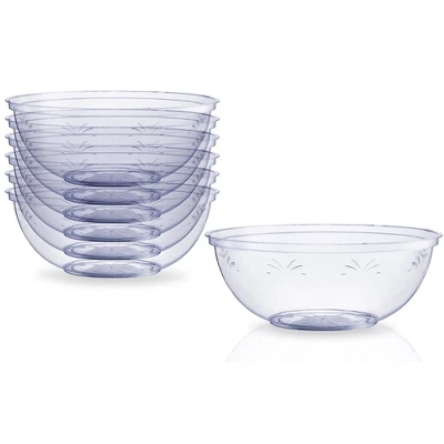 Crown Display 4 Pack Clear Disposable Round Salad Bowls Serving Bowl With Leaf Indentation 6 Crown Display 4 Pack Clear Disposable Round Salad Bowls Serving Bowl With Leaf Indentation - Image 4