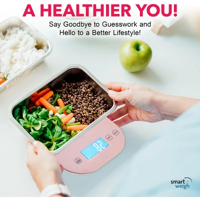 Smart Weigh Digital Food Scale - 11-pound Capacity - Pink 10 Smart Weigh Digital Food Scale - 11-pound Capacity - Pink - Image 8