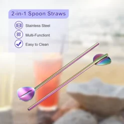 Unique Bargains Stainless Steel Reusable Long Handle Heart Shaped Spoon Straws 8 Pcs -Target KitchenAid GUEST 7c1d8ac9 a9fa 4a1c b174 429900e1ba6a