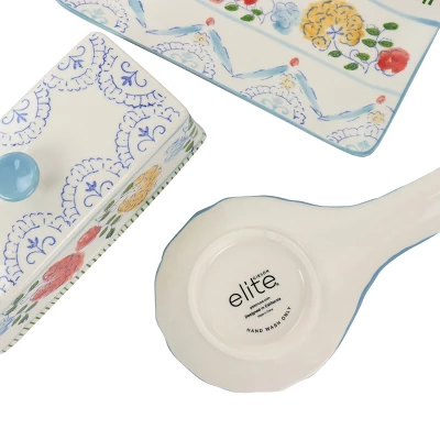 Gibson Elite Anaya 5 Piece Hand Painted Stoneware Table Accessory Set 4 Gibson Elite Anaya 5 Piece Hand Painted Stoneware Table Accessory Set - Image 2