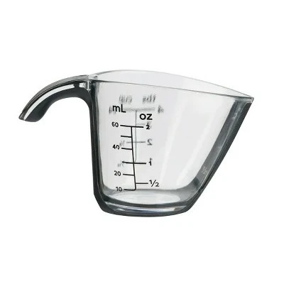 (4 Pack) 1/4C Plastic Mini Measuring Cup, Black/Transparent 4 (4 Pack) 1/4C Plastic Mini Measuring Cup, Black/Transparent - Image 2