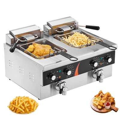 VEVOR Commercial Deep Fryer, Dual Tank 3500W Electric Countertop Fryer, 2 X 9Qt / 8.5L Double Oil Fryer With 2 Baskets, 1mm Thickened Stainless Steel 10 VEVOR Commercial Deep Fryer, Dual Tank 3500W Electric Countertop Fryer, 2 X 9Qt / 8.5L Double Oil Fryer With 2 Baskets, 1mm Thickened Stainless Steel - Image 8