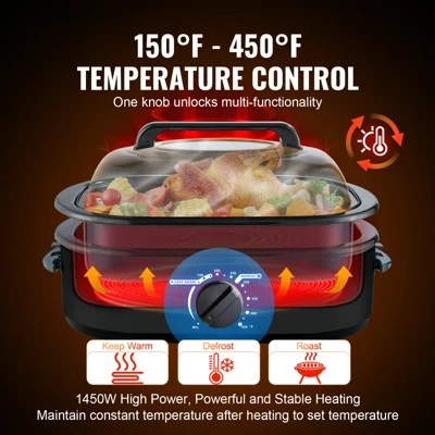 VEVOR Electric Roaster Oven, 20 QT Turkey Roaster Oven With Self-Basting Lid,1450W Roaster Oven With Defrost & Warm Function,Adjustable Temperature 6 VEVOR Electric Roaster Oven, 20 QT Turkey Roaster Oven With Self-Basting Lid,1450W Roaster Oven With Defrost & Warm Function,Adjustable Temperature - Image 4