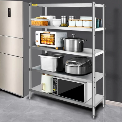 VEVOR Stainless Steel Shelves 48x18.5 Inch 5 Tier Adjustable Shelf Storage Unit Stainless Steel Rack Shelving Heavy Duty Shelving, Silver 3 VEVOR Stainless Steel Shelves 48x18.5 Inch 5 Tier Adjustable Shelf Storage Unit Stainless Steel Rack Shelving Heavy Duty Shelving, Silver