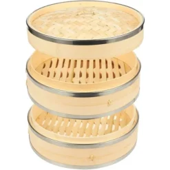 Juvale 2-Tier Bamboo Steamer Basket With Steel Rings For Dumplings, Dim Sums, 10 In -Target KitchenAid GUEST 7cd7e333 85e5 4d46 8bb7 66758aae20bf