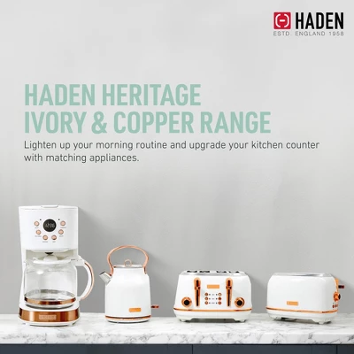 Haden Heritage 4 Slice Wide Slot Stainless Steel Toaster Bundled With 1.7 Liter Stainless Steel Electric Water Kettle, Ivory & Copper 7 Haden Heritage 4 Slice Wide Slot Stainless Steel Toaster Bundled With 1.7 Liter Stainless Steel Electric Water Kettle, Ivory & Copper - Image 5
