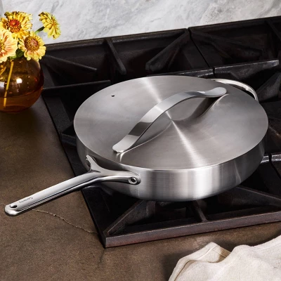 Caraway Home 4.5qt Stainless Steel Saute Pan With Lid: Non-Toxic Cookware, 11.8" Diameter, Hand Wash, Gas & Induction Compatible 4 Caraway Home 4.5qt Stainless Steel Saute Pan With Lid: Non-Toxic Cookware, 11.8" Diameter, Hand Wash, Gas & Induction Compatible - Image 2