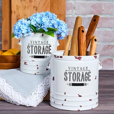 The Lakeside Collection Set Of 2 Vintage Storage Canisters 9 The Lakeside Collection Set Of 2 Vintage Storage Canisters - Image 7