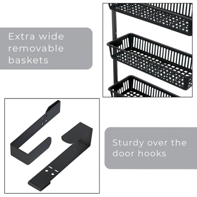 Smart Design 8-Tier Over The Door Hanging Pantry Organizer With 6 Full Baskets And 2 Deep Baskets Black: Steel Kitchen Storage, 77" Height 6 Smart Design 8-Tier Over The Door Hanging Pantry Organizer With 6 Full Baskets And 2 Deep Baskets Black: Steel Kitchen Storage, 77" Height - Image 4