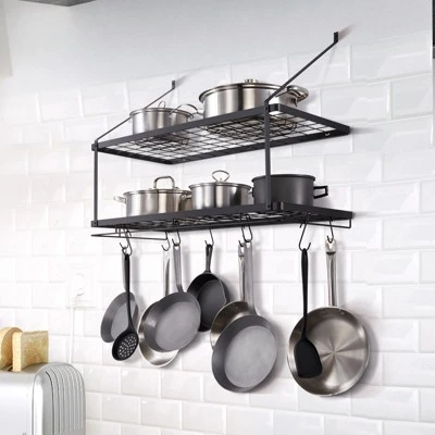 VEVOR Pot Rack Wall Mounted, 30 Inch Pot And Pan Hanging Rack, Pot And Pan Hanger With 12 S Hooks, 55 Lbs Loading Weight 3 VEVOR Pot Rack Wall Mounted, 30 Inch Pot And Pan Hanging Rack, Pot And Pan Hanger With 12 S Hooks, 55 Lbs Loading Weight