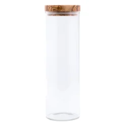 Berard Glass Storage Jar With Olive Wood Lid, 50-ounce