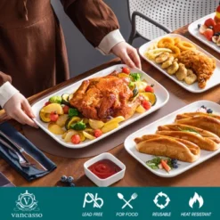 Vancasso 3 Pieces Of Rectangular Plate, White Set, Porcelain Plate Set Of Different Size -Target KitchenAid GUEST 803388c8 59ea 4d27 950c cd3d81cb0425