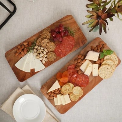 Gibson Home Gracious Dining 2-Tier Wooden Serving Tray With Metal Frame – Acacia Wood Rectangle Charcuterie Board 4 Gibson Home Gracious Dining 2-Tier Wooden Serving Tray With Metal Frame – Acacia Wood Rectangle Charcuterie Board - Image 2