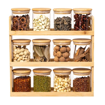 Basicwise Bamboo Spice Rack & Pantry Organizer Witj Glass Jars – Perfect For Countertop Storage In Kitchens To Keep Containers Neatly Displayed 12 Basicwise Bamboo Spice Rack & Pantry Organizer Witj Glass Jars – Perfect For Countertop Storage In Kitchens To Keep Containers Neatly Displayed - Image 10