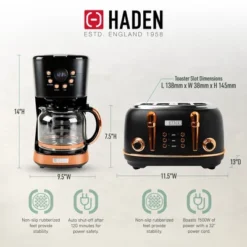 Haden Heritage 4 Slice Wide Slot Stainless Steel Toaster Bundled With 12 Cup Programmable Drip Coffee Maker Coffee Machine, Black & Copper -Target KitchenAid GUEST 80bf23db 1894 4d13 8d3f 45c583d34e5b