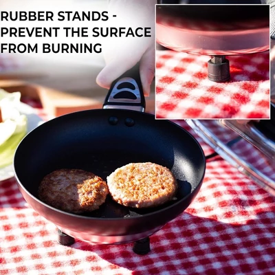 Zone Tech 12V Frying Pan Or Saucepan 2 Quart Portable Non Stick Travel Pot With Glass Vented Lid, Stay Cool Handle And Rubber Feet. 5 Zone Tech 12V Frying Pan Or Saucepan 2 Quart Portable Non Stick Travel Pot With Glass Vented Lid, Stay Cool Handle And Rubber Feet. - Image 3