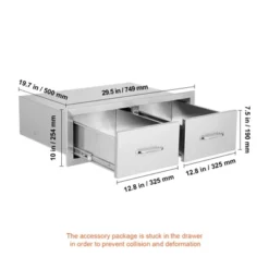 VEVOR Outdoor Kitchen Drawers 30" W X 10" H X 20" D, Horizontal Double BBQ Access Drawers Stainless Steel With Handle, BBQ Island Drawers, Silver -Target KitchenAid GUEST 81910574 ff87 4c05 9ef3 0692eaaf6ef4