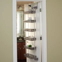 Over The Door Storage Rack, 6 Basket Door Organizer, Great For Use In Pantry As Spice Rack