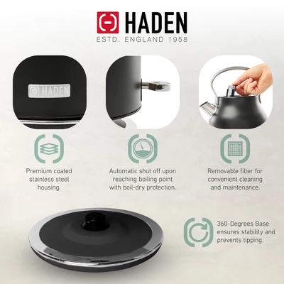 Haden Heritage Coffee Machine, 12 Cup Drip Coffee Maker Bundled With Heritage 1.7 Liter Stainless Steel Electric Kettle, Black & Chrome 4 Haden Heritage Coffee Machine, 12 Cup Drip Coffee Maker Bundled With Heritage 1.7 Liter Stainless Steel Electric Kettle, Black & Chrome - Image 2