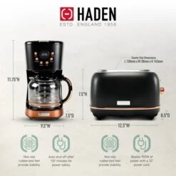 Haden Heritage 2 Slice Wide Slot Stainless Steel Toaster Bundled With 12 Cup Programmable Drip Coffee Maker Coffee Machine, Black & Copper -Target KitchenAid GUEST 820db596 16fa 4dd1 a86c 16a145ca1335