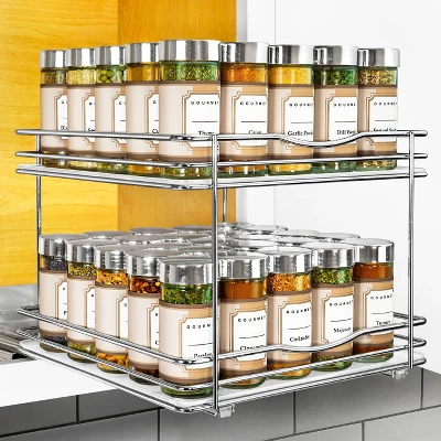 Lynk Professional Slide Out Vertical 10.25" Double Metal Spice Rack Silver: Kitchen Cabinet Organizer, Pull Out Pantry Storage 3 Lynk Professional Slide Out Vertical 10.25" Double Metal Spice Rack Silver: Kitchen Cabinet Organizer, Pull Out Pantry Storage