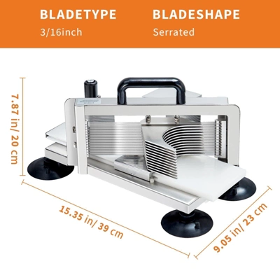 1/4"+3/8"+3/16" Stainless Steel Tomato Slicer | Heavy-Duty Commercial Manual Cutter With Non-Slip Feet | Ideal For Tomatoes 3 1/4"+3/8"+3/16" Stainless Steel Tomato Slicer | Heavy-Duty Commercial Manual Cutter With Non-Slip Feet | Ideal For Tomatoes