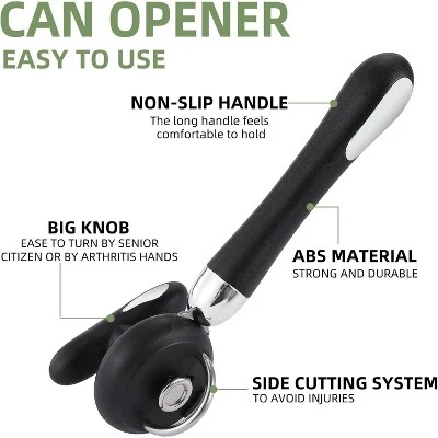 Can Opener Manual Tin Opener Stainless Steel Heavy Duty, Oversized Hand-held Easy Rotary Knob 3 Can Opener Manual Tin Opener Stainless Steel Heavy Duty, Oversized Hand-held Easy Rotary Knob
