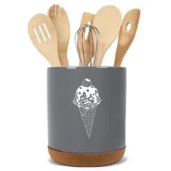 Elanze Designs 8 Inch Ice Cream Waffle Cone Large Ceramic Kitchen Utensil Holder Gray And White Crock With Cork Base -Target KitchenAid GUEST 84291c1a 96d6 4a9b a6e6 0ef13ed3db26