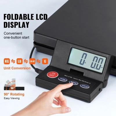 VEVOR Digital Shipping Scale, 110 Lbs X 0.07 Oz. Heavy Duty Postal Scale With Timer, Tare,Hold Function,90° Foldable LCD Screen Package Scale, Black 6 VEVOR Digital Shipping Scale, 110 Lbs X 0.07 Oz. Heavy Duty Postal Scale With Timer, Tare,Hold Function,90° Foldable LCD Screen Package Scale, Black - Image 4