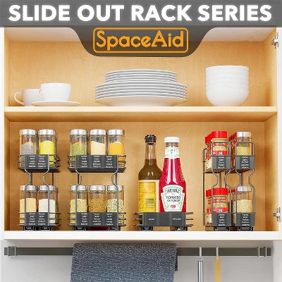 Pull Out Spice Rack Organizer(no Jars Included) For Cabinet,with Labels,2 Drawers 2-Tier 6 Pull Out Spice Rack Organizer(no Jars Included) For Cabinet,with Labels,2 Drawers 2-Tier - Image 4