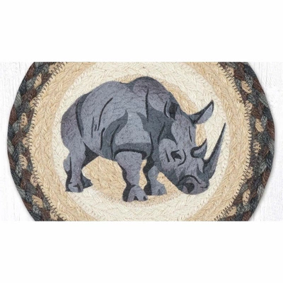Earth Rugs Rhino Printed Round Jute Trivet – 10" Rustic Table Protector 3 Earth Rugs Rhino Printed Round Jute Trivet – 10" Rustic Table Protector