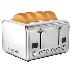 MegaChef 4 Slice Toaster In Stainless Steel Silver: Defrost, Reheat, Bagel, Adjustable Thermostat, Crumb Tray, 1800W -Target KitchenAid GUEST 851a88e2 9dbc 4c32 9271 e756d8e567cf