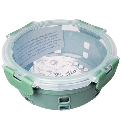 Lexi Home 32 Oz. Round Glass Food Storage Container With Snap-Lock Lid & Sage Silicone Sleeve 6 Lexi Home 32 Oz. Round Glass Food Storage Container With Snap-Lock Lid & Sage Silicone Sleeve - Image 4
