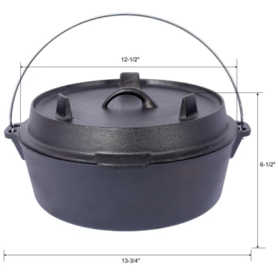 DSVIMOY Outdoor Dutch Ovens, 6 Quart Grill Cookware With Skillet Lid And Pot Rack For Camping Fireplace Cooking, Black, 13.7"*13.7"*6.5" 4 DSVIMOY Outdoor Dutch Ovens, 6 Quart Grill Cookware With Skillet Lid And Pot Rack For Camping Fireplace Cooking, Black, 13.7"*13.7"*6.5" - Image 2