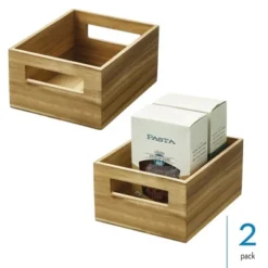 IDesign Acacia Wood Pantry Bin With Handles