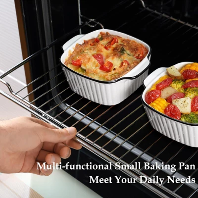 Itopfox 13Oz Ceramic Baking Dishes Set Of 4, Square Baking Dishes For Air Fryer, Ceramic Bakeware With Handles, Oven & Microwave Safe 6 Itopfox 13Oz Ceramic Baking Dishes Set Of 4, Square Baking Dishes For Air Fryer, Ceramic Bakeware With Handles, Oven & Microwave Safe - Image 4