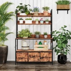 5-Tier Kitchen Bakers Rack W/Charging Station & Drawers, Industrial Microwave Stand, Freestanding Coffee Bar, Utility Shelves For Kitchen, Brown -Target KitchenAid GUEST 8699a693 85a7 4287 8358 c1574f4cff1a