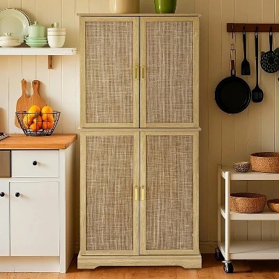 Acekool 72" Kitchen Pantry Cabinet With 4 Doors, 6 Adjustable Shelves & Slide-Out Drawer – Tall Farmhouse Storage Cabinet For Kitchen Room, White 10 Acekool 72" Kitchen Pantry Cabinet With 4 Doors, 6 Adjustable Shelves & Slide-Out Drawer – Tall Farmhouse Storage Cabinet For Kitchen Room, White - Image 8