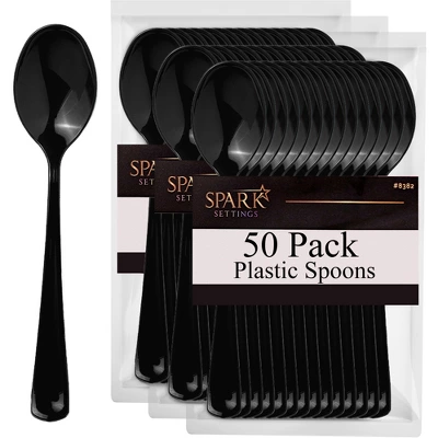Plastic Spoons Disposable 50 Pack, Heavy Duty Plastic Silverware, Plastic Cutlery Ideal For Hot And Cold Food, Plastic Utensils - SparkSettings 8 Plastic Spoons Disposable 50 Pack, Heavy Duty Plastic Silverware, Plastic Cutlery Ideal For Hot And Cold Food, Plastic Utensils - SparkSettings - Image 6