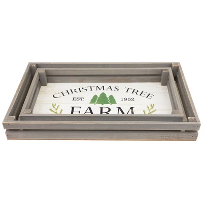 Northlight Set Of 2 Gray And White Farm Fresh Christmas Trees Wooden Tray Hanging Signs 21" 10 Northlight Set Of 2 Gray And White Farm Fresh Christmas Trees Wooden Tray Hanging Signs 21" - Image 8
