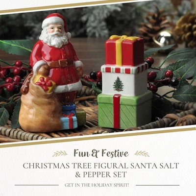 Spode Christmas Tree Santa And Gifts Salt And Pepper Shaker Set, 2-Piece, Christmas Gift/Stocking Stuffer For Collectors & Holiday Enthusiasts 3 Spode Christmas Tree Santa And Gifts Salt And Pepper Shaker Set, 2-Piece, Christmas Gift/Stocking Stuffer For Collectors & Holiday Enthusiasts