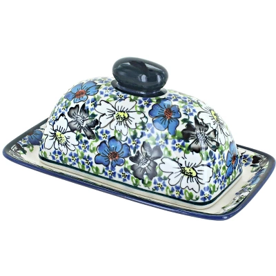Blue Rose Polish Pottery 1377 Zaklady Butter Dish 4 Blue Rose Polish Pottery 1377 Zaklady Butter Dish - Image 2
