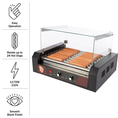 Great Northern Popcorn Hot Dog Roller Machine With Cover & Drip Tray – 1170W Stainless-Steel Cooker With 9 Rollers – 24 Hotdog Capacity Electric Grill 6 Great Northern Popcorn Hot Dog Roller Machine With Cover & Drip Tray – 1170W Stainless-Steel Cooker With 9 Rollers – 24 Hotdog Capacity Electric Grill - Image 4