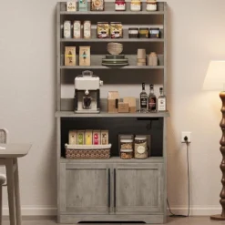 Acekool Bakers Rack With Storage Cabinet, Power Outlets, Thick Tabletop, Kitchen Pantry Hutch, 62.99" -Target KitchenAid GUEST 87943825 0f87 4718 b5a9 49f6c5656604