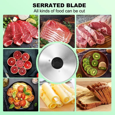 OSTBA Electric Meat Slicer, 150W, 6.7” Removable Stainless Steel Blades, Adjustable 0-15mm Thickness, Easy To Clean, For Meat, Cheese, Bread 9 OSTBA Electric Meat Slicer, 150W, 6.7” Removable Stainless Steel Blades, Adjustable 0-15mm Thickness, Easy To Clean, For Meat, Cheese, Bread - Image 7