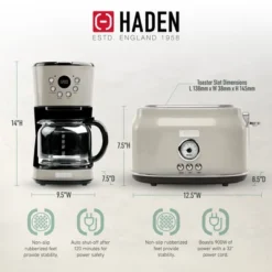 Haden 12 Cup Programmable Drip Coffee Maker Coffee Machine Bundled With Dorset 2 Slice Wide Slot Stainless Steel Toaster, Putty & Chrome -Target KitchenAid GUEST 8875aae2 a35a 4f5e 9096 90a1afcd0f45