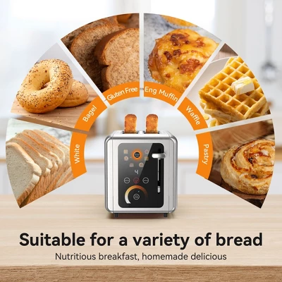 WHALL Toaster 2 Slice, Touch Screen Toasters, Smart Bread Toaster, Stainless Steel Compact Toaster, Wide Slots Toaster Bagel Toaster 6 WHALL Toaster 2 Slice, Touch Screen Toasters, Smart Bread Toaster, Stainless Steel Compact Toaster, Wide Slots Toaster Bagel Toaster - Image 4