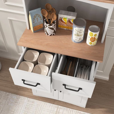 GlasFlength Kitchen Storage Farmhouse Kitchen Pantry Cabinet Freestanding Cupboard Accent Storage Cabinet For Kitchen, White, 23.62"*15.75"*49.41" 4 GlasFlength Kitchen Storage Farmhouse Kitchen Pantry Cabinet Freestanding Cupboard Accent Storage Cabinet For Kitchen, White, 23.62"*15.75"*49.41" - Image 2