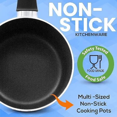 SereneLife 11 Piece Kitchenware Pots & Pans Set – Basic Kitchen Cookware, Black Non-Stick Coating Inside, Heat Resistant Lacquer (Black) 5 SereneLife 11 Piece Kitchenware Pots & Pans Set – Basic Kitchen Cookware, Black Non-Stick Coating Inside, Heat Resistant Lacquer (Black) - Image 3