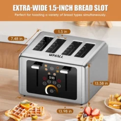 WHALL Stainless Steel Touchscreen Toaster 4 Slice, 6 Shade Settings, Bagel, Cancel, Defrost Functions -Target KitchenAid GUEST 8988caf9 09c5 4b55 a406 cd1fca984f62